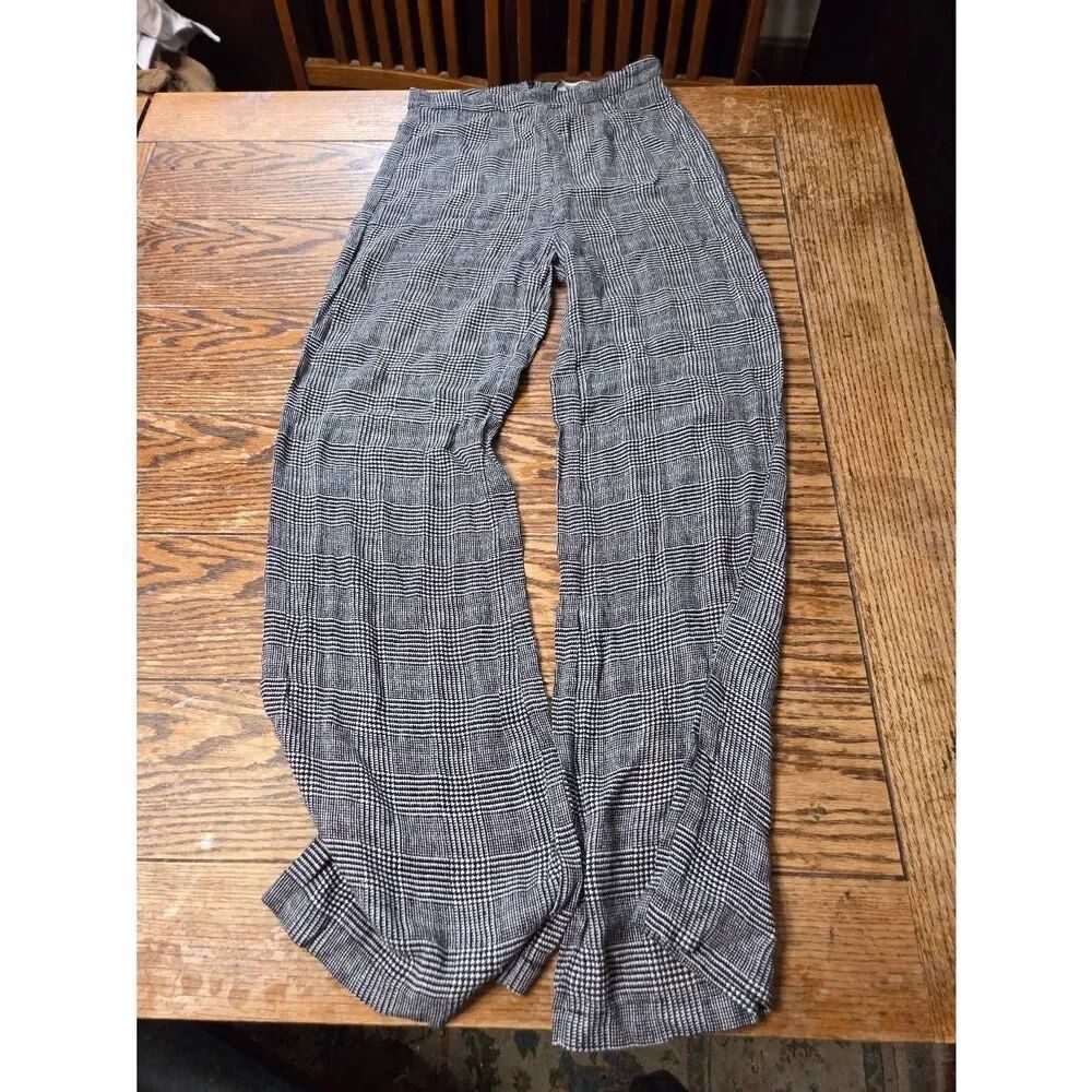 Reformation Cooper pants cute high waisted wide heather plaid Sz 6P
